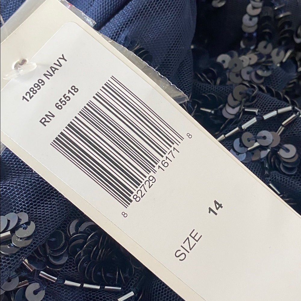 Patra Midnight Blue Long Sleeve sheer & sequin dress size 14 - Picture 11 of 12